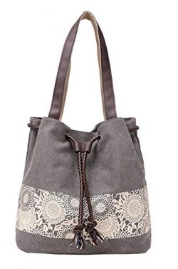 Beach Bag Tote Bag Women’s Handbag Canvas Shoulder Hobo Bag Shopper Shopping Bag (Grey)