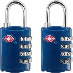 TSA Luggage Locks (2 Pack) – 4 Digit Combination Steel Padlocks – Approved Travel Lo ...