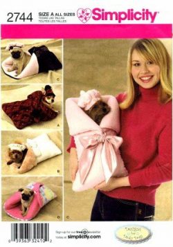 Simplicity 2744 Sewing Pattern Dog Carrier Bed Beret Bonnet