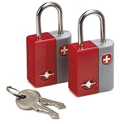 SwissGear TSA-Approved Travel Sentry Luggage Locks – Set of 2 Mini Locks with 2 Keys, Red, ...