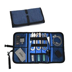 Patu Roll Up Electronics Accessories Travel Gear Organizer Case, Portable Universal External Bat ...