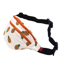 Fanny Pack Pineapple Hip Bag Waist Bag Canvas Bum Belt Hip Pouch Bags Purses Festival (Orange)