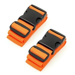 BlueCosto Luggage Straps Suitcase Baggage Carry-on Bag Belt, 2-Pack, Orange