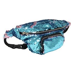 DrCosy Unisex Mermaid Sequin Waist Pack Fanny Bag Sport Outdoor Travel Bags(14″x6″)