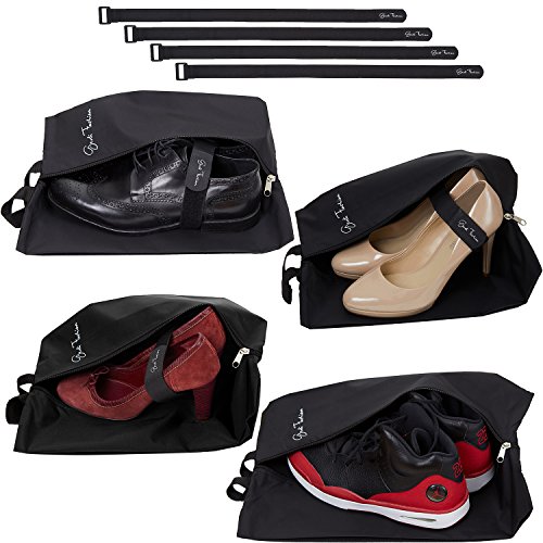 Travel Shoe Bags for Men & Women – Set of 4 Waterproof Nylon Pouches with Zipper + Fas ...