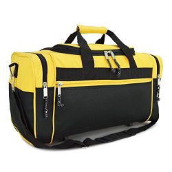 DALIX 19″ Blank Sports Duffle Bag Gym Bag Travel Duffel with Adjustable Strap in Gold