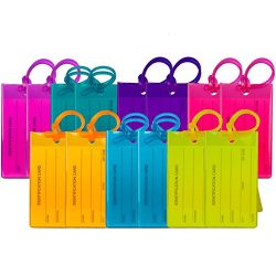 14 Pack TravelMore Luggage Tags For Suitcases, Flexible Silicone Travel ID Identification Labels ...