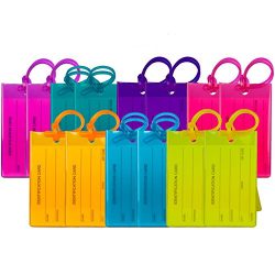 14 Pack TravelMore Luggage Tags For Suitcases, Flexible Silicone Travel ID Identification Labels ...
