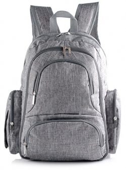 Travel Backpack Diaper Bag with Free Stroller Straps, Changing Pad & Insulated Sleeve | Mult ...