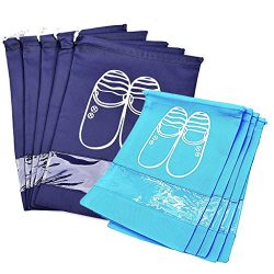 Waterproof Shoe Bags 10 Pcs for Travel Shoe Storage Gym Bags Dust-proof Drawstring with Transpar ...