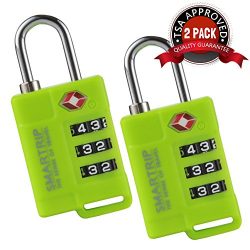 Smartrip TSA Lock 3 Digit Combination Luggage and Travel Padlock in Assorted Colors, 2-PACK (Lim ...