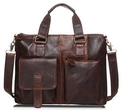 ZEEMOO Men’s Crazy Horse Leather Business Bag Work Tote Laptop Briefcase Messenger Bag Sho ...