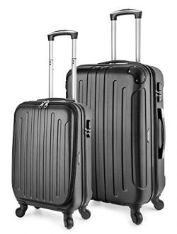TravelCross Victoria Lightweight Hardshell Spinner Luggage (Black, 2-piece set (20”/28R ...