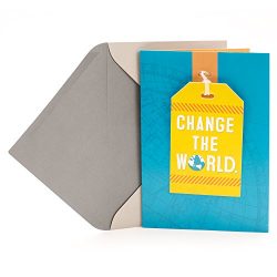 Hallmark Graduation Greeting Card (Removable Luggage Tag, Change the World)