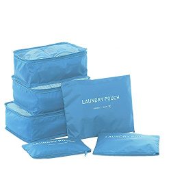 La Ventus 6 Set Packing Cubes,Travel Luggage Organizer-3 Travel Cubes + 3 Pouches (Light Blue)