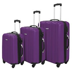 3 PC Luggage Set Durable Lightweight Hard Case Spinner Suitecase LUG3 SK541 PURPLE