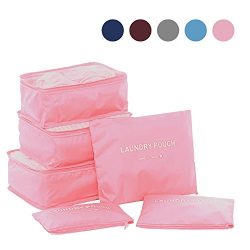 La Ventus 6 Set Packing Cubes,Travel Luggage Organizer-3 Travel Cubes + 3 Pouches (Light Pink)