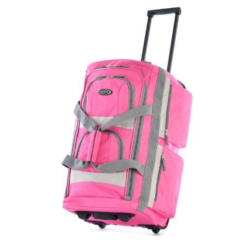 Olympia Luggage Sports Plus 29 Inch 8 Pocket Rolling Duffel Bag, Hot Pink, One Size