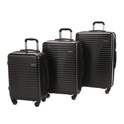 3 Piece Luggage Set Durable Lightweight Spinner Suitecase LUG3 696 BLACK
