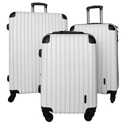 3 PC Luggage Set Durable Lightweight Spinner Suitecase LUG3 9018 WHITE