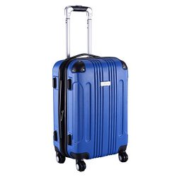 Goplus GLOBALWAY Expandable 20″ ABS Carry On Luggage Travel Bag Trolley Suitcase (Blue)