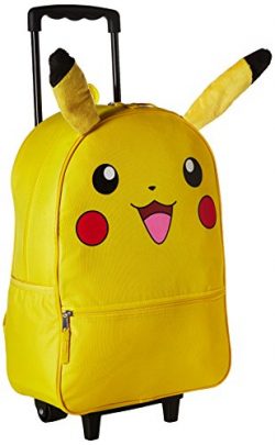 Pokemon Pikachu 3D Back to School Rolling Backpack – Anime Character Book Bag with Plush E ...