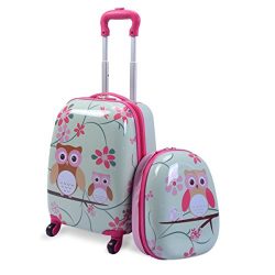 Custpromo 2 pcs ABS Kids Suitcase Lightweight Backpack Luggage Set 16″ Carry On Luggage wi ...