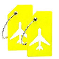 Silicone Luggage Tag With Name ID Card Perfect to Quickly Spot Luggage Suitcase (Yellow)