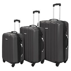 3 PC Luggage Set Durable Lightweight Hard Case Spinner Suitecase LUG3 SK541 DARK GREY