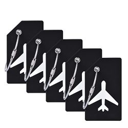 5Pack Black Silicone Luggage Tag With Name ID Card Perfect to Quickly Spot Luggage Suitcase By CPACC