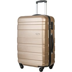 Merax Afuture 20 24 28 inch Luggage Lightweight Spinner Suitcase (28-Consignment, Gold)