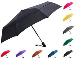 Fidus Compact Windproof Vented Automatic Travel Umbrella With Double Canopy – Large Lightw ...