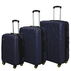 3 Piece Luggage Set Durable Lightweight Hard Case Spinner Suitecase LUG3 SS505A NAVY