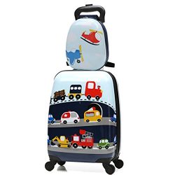 MOREFUN Travel Suitcase Kids 2 Pc Wheels Luggage Set 18” Carry on Luggage and 13” Ba ...