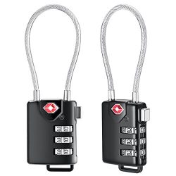 KeeKit TSA Approved Luggage Lock, 3 Digit Combination Padlocks, Travel Lock, Cable Lock for Trav ...