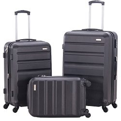 3 Pieces Spinner Luggage Sets Expandable Suitcase Sets Hardshell Lightweight ABS Travel Luggage  ...