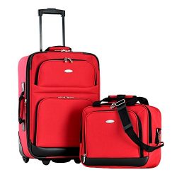 Olympia Let’s Travel 2 Piece Carry-On Luggage Set, Red