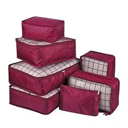 Vercord 7 Set Travel Packing Organizers Cubes Mesh Luggage Cloth Bag Cubes With Bra/Underwear Cu ...