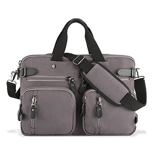 Plambag Canvas Briefcase Backpack, Convertible 15