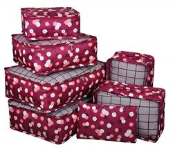 Vercord 7 Set Travel Packing Organizers Cubes Mesh Luggage Cloth Bag Cubes With Bra/Underwear Cu ...