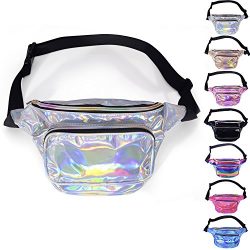 LEADO Holographic Fanny Pack Waterproof Fanny Packs for Women and Men, 80s Waist Pack Fashion Bu ...