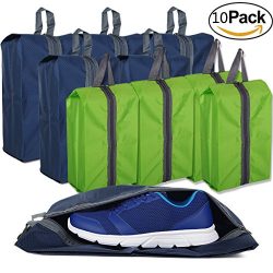 10Pcs Waterproof Shoe Bags for Travel Zipper Storage Gym Bag Nylon for Men Women