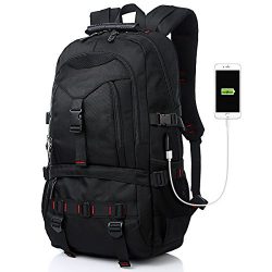 Tocode Water Resistant Laptop Backpack with USB Charging Port Fits up to 17-Inch Laptop Black I