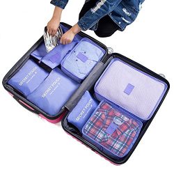 7Pcs Waterproof Travel Storage Bags Clothes Packing Cube Luggage Organizer Pouch (purple)