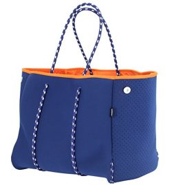 QOGiR Neoprene Multipurpose Beach Bag Tote with Inner Zipper Pocket and Movable Board (Dark Blue)