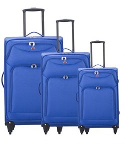 InUSA Luggage Light-Fi ultra-light spinner 3 Piece Set, 20″/24″/28″,Blue