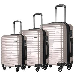 3 Piece Luggage Set Durable Lightweight Spinner Suitecase LUG3 696 METALLIC P