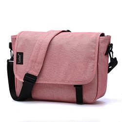 Loiee Vintage Canvas Messenger Bag,Casual Shoulder Bag,Waterproof School Bag,Pink