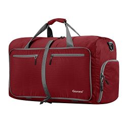 Gonex 60L Foldable Travel Duffel Bag Water & Tear Resistant, Red