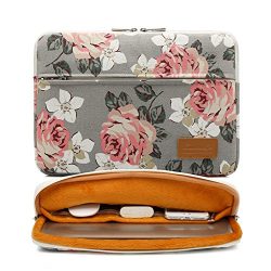 Canvaslife Gray roses pattern 360 degree protective 14 inch Waterproof laptop sleeve case bag wi ...